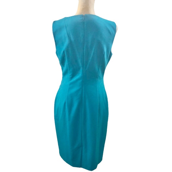 Calvin Klein Teal Starburst Sheath Dress Sz 8 - Picture 7 of 11